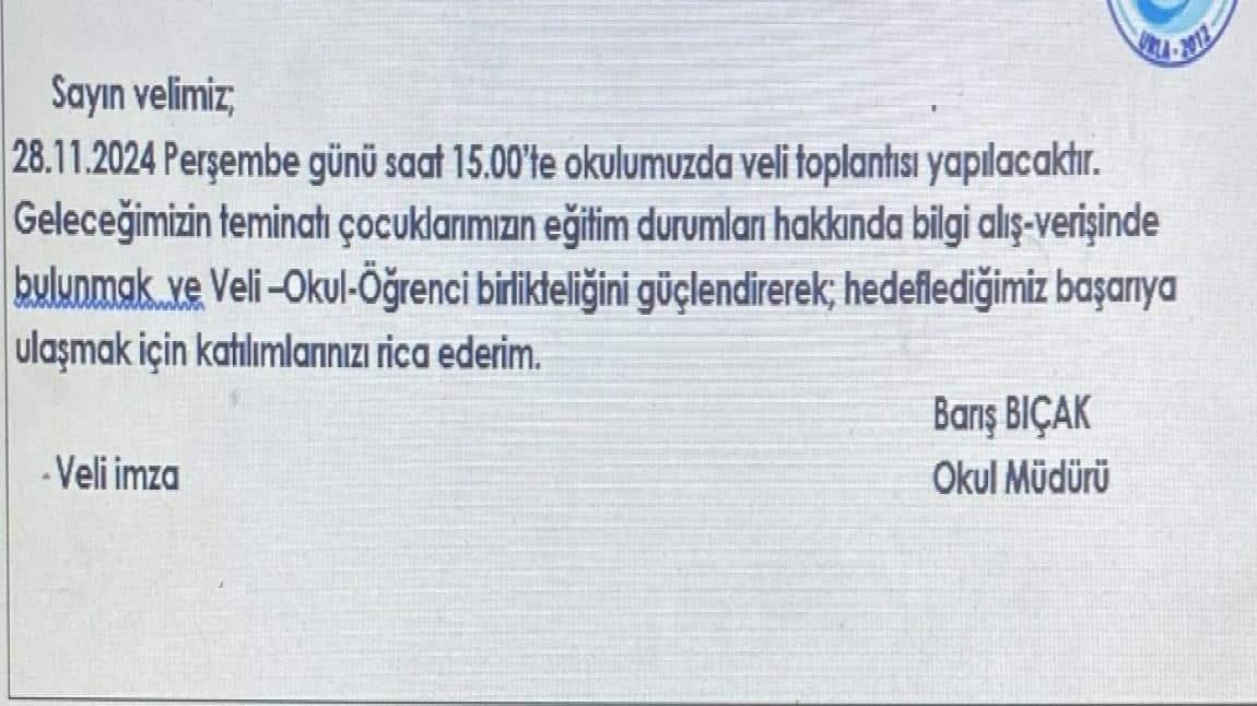 VELİ TOPLANTI DUYURUSU 